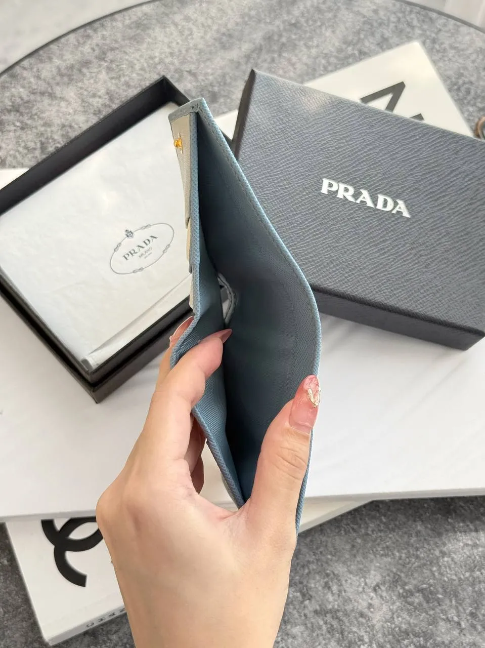 Prada Portafoglio Piccolo In Saffiano Astrale Lettering Logo Wallet - photo 3