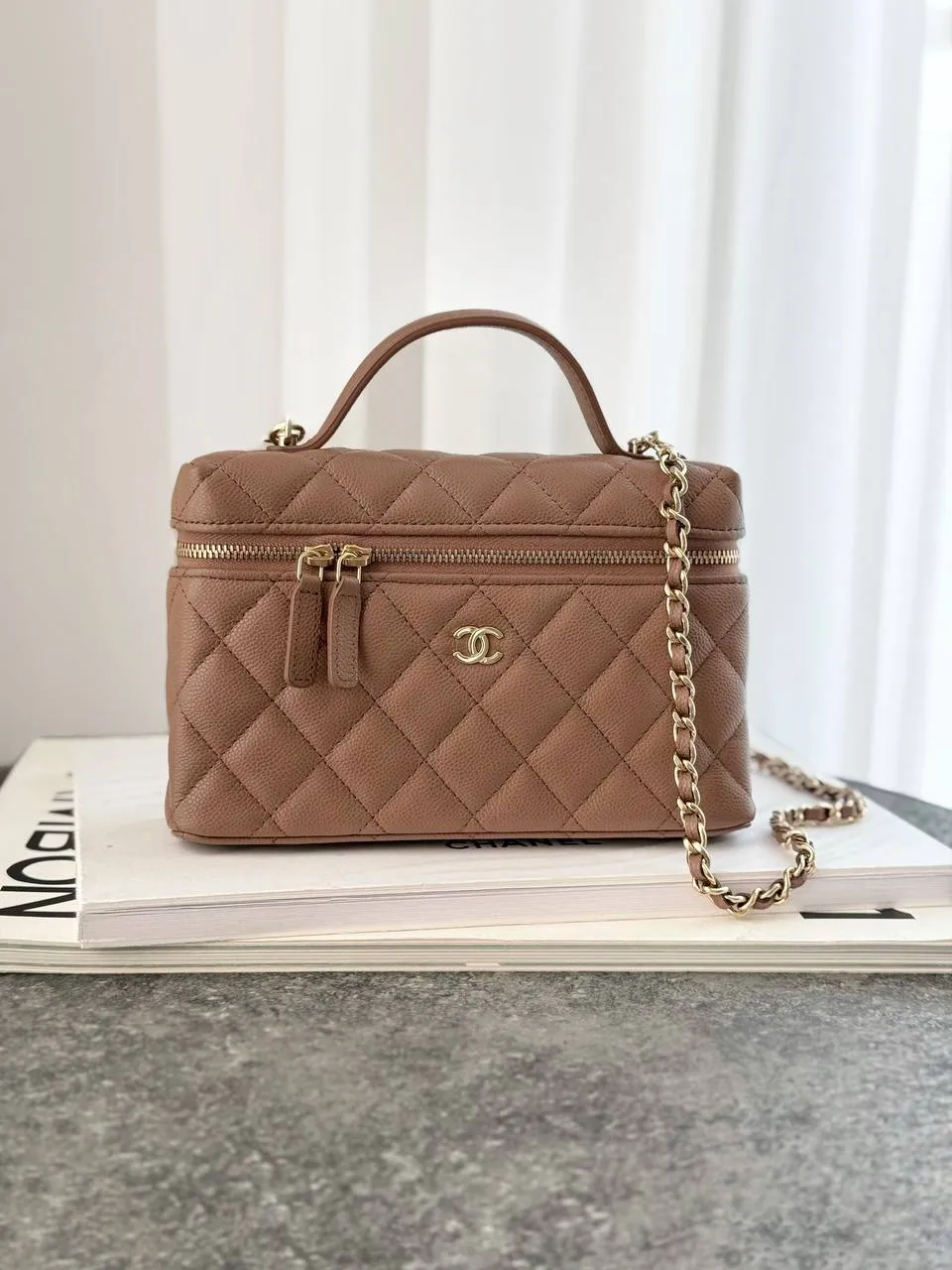 CHANEL Preloved Chanel Vanity Clutch Chocolate Brown GHW