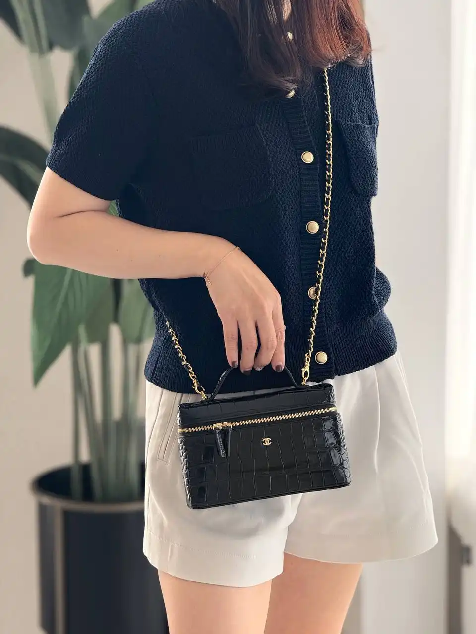 Chanel Vanity Classic Top Handle Croco Black GHW - photo 4