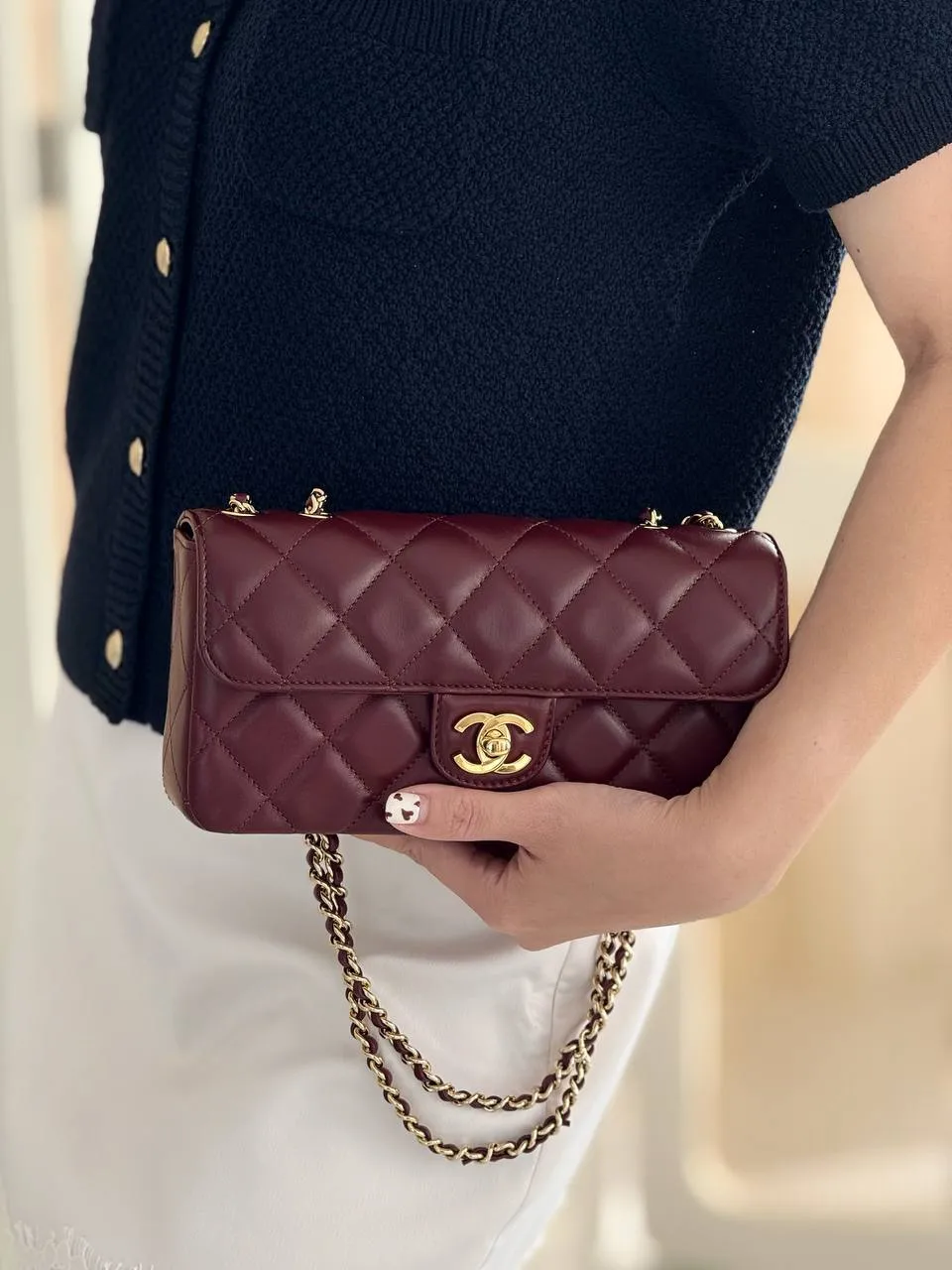 Chanel Mini Rectangle East West Burgundy GHW - photo 5