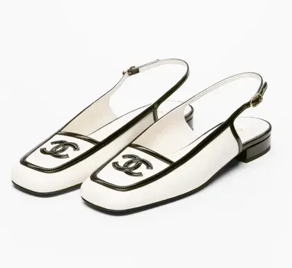 Chanel CC Logo Square Toe Slingback White Black - photo 5
