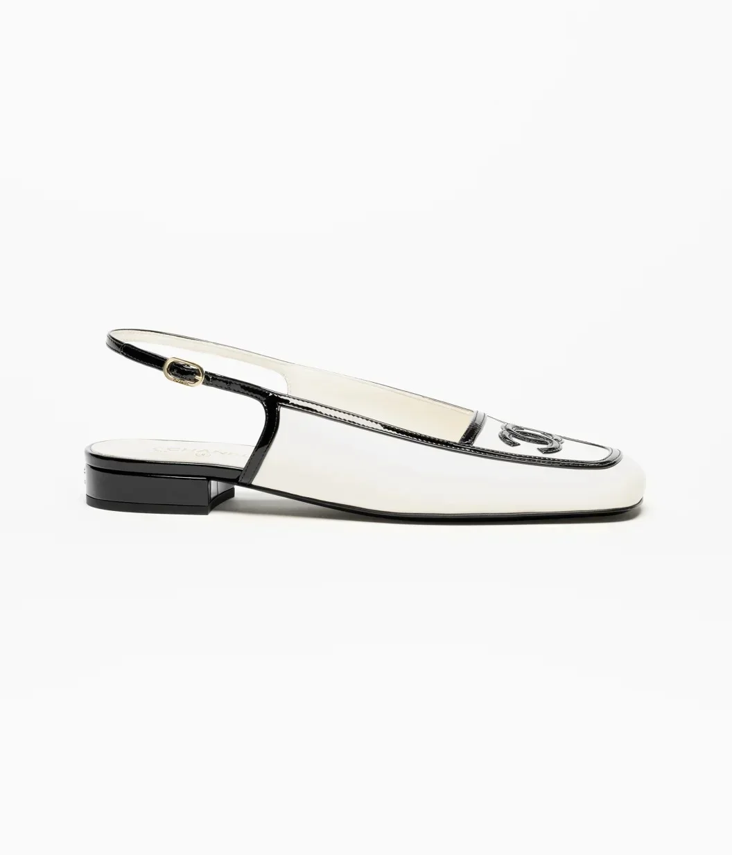 Chanel CC Logo Square Toe Slingback White Black - photo 6