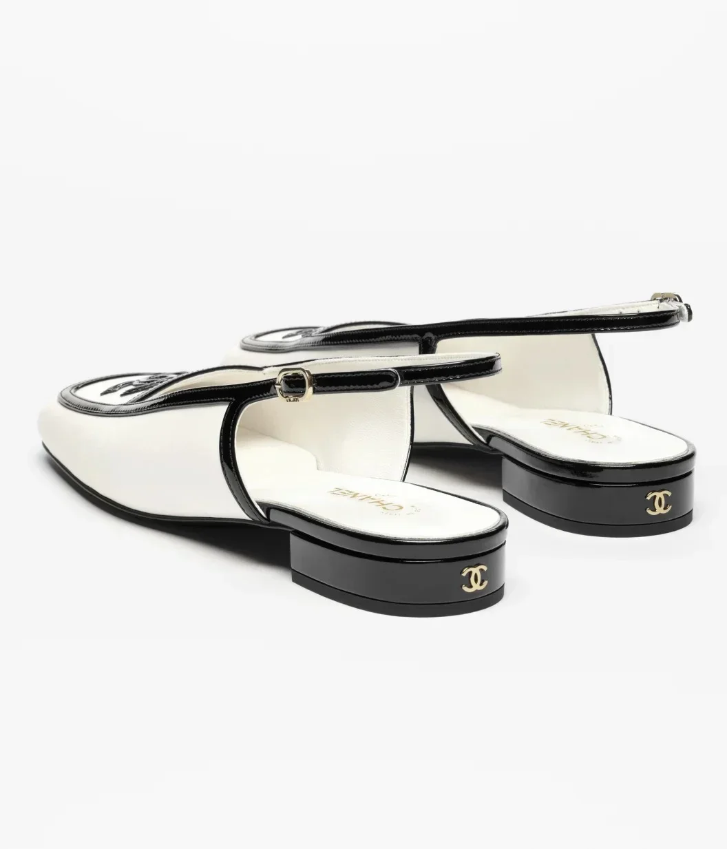Chanel CC Logo Square Toe Slingback White Black - photo 7