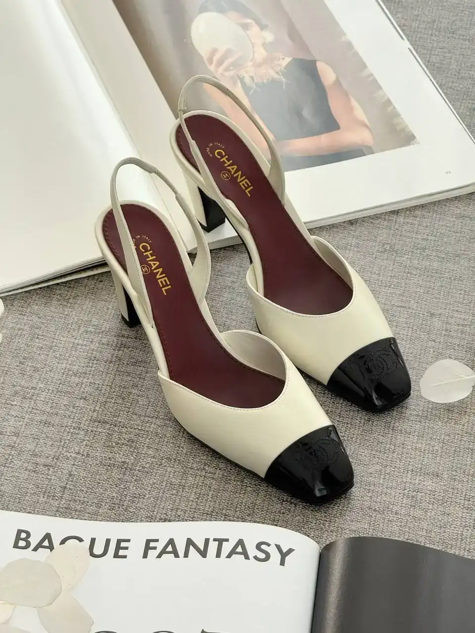 Chanel Classic Cap Toe Slingbacks Ivory Black - photo 1