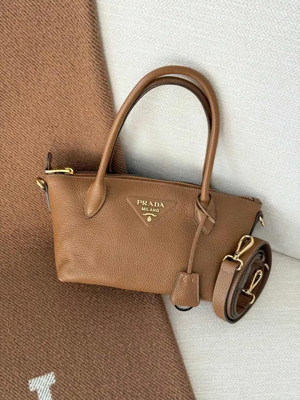 Prada Prada Leather Mini Handbag Caramel