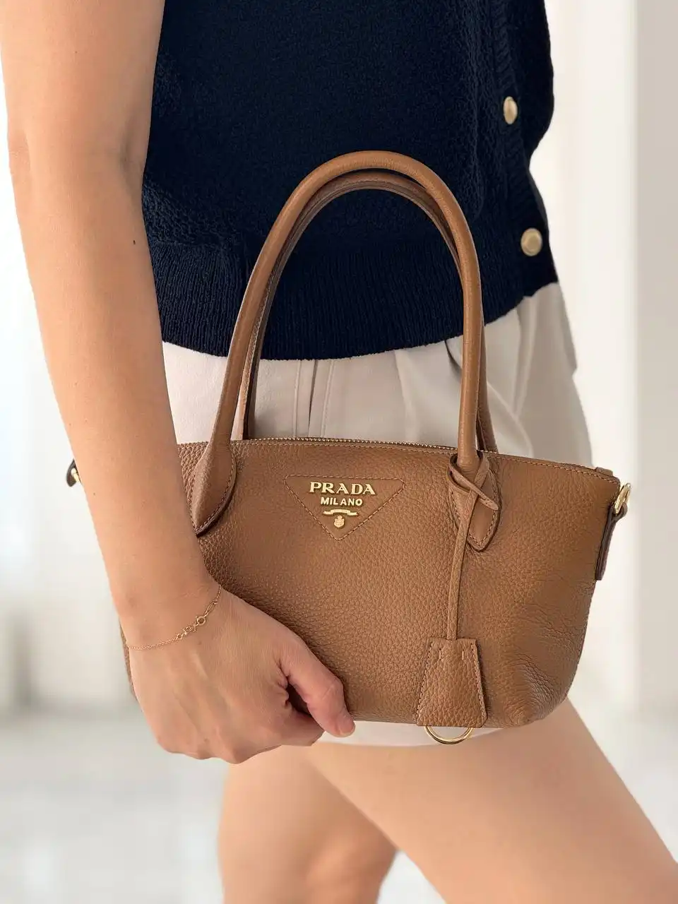 Prada Prada Leather Mini Handbag Caramel