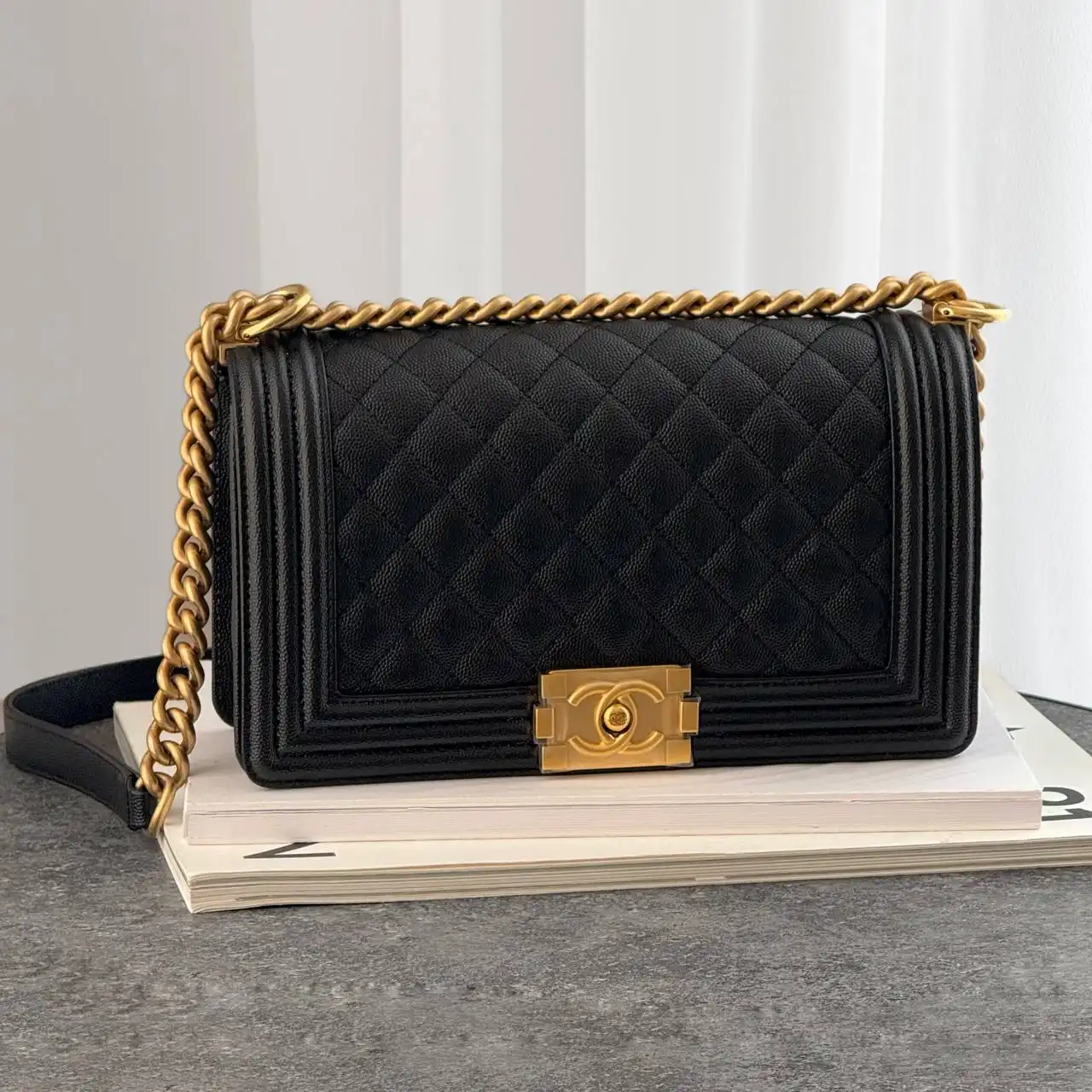 CHANEL Chanel Boy Medium Black GHW