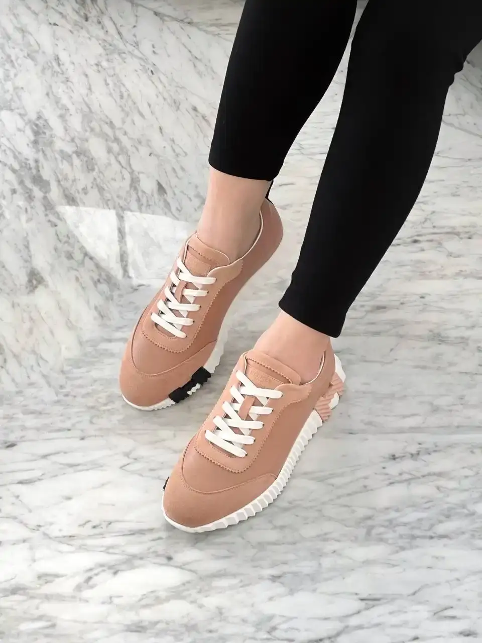 Hermes Bouncing Sneaker Leather Beige Perlino - photo 4