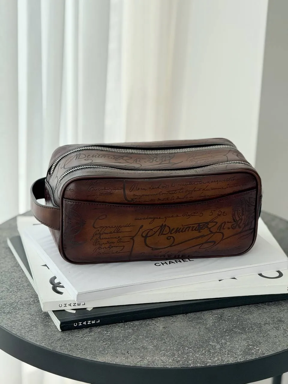Berluti Berluti Formula 1003 Scritto Leather Pouch Cacao Intenso