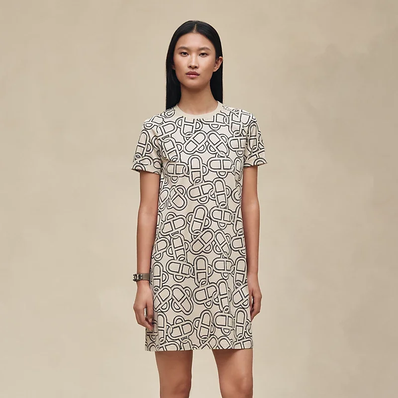 Hermes Maillon Equestre Flared Dress Beige Pierre DIstrie - photo 4