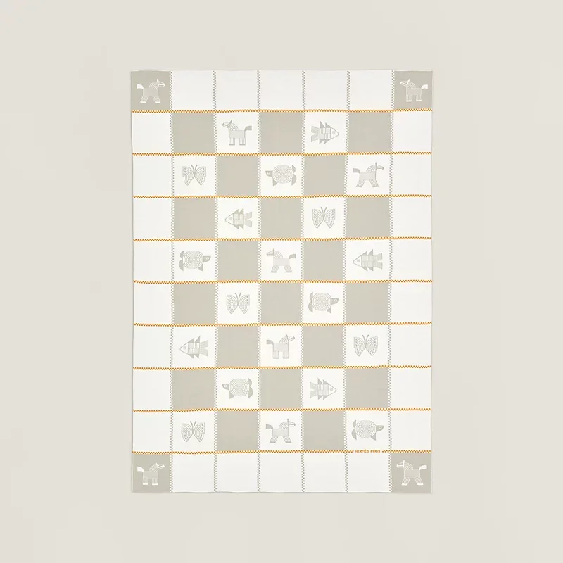 Hermes Animaux Nattes Blanket Beige 70 x 100 cm - photo 3