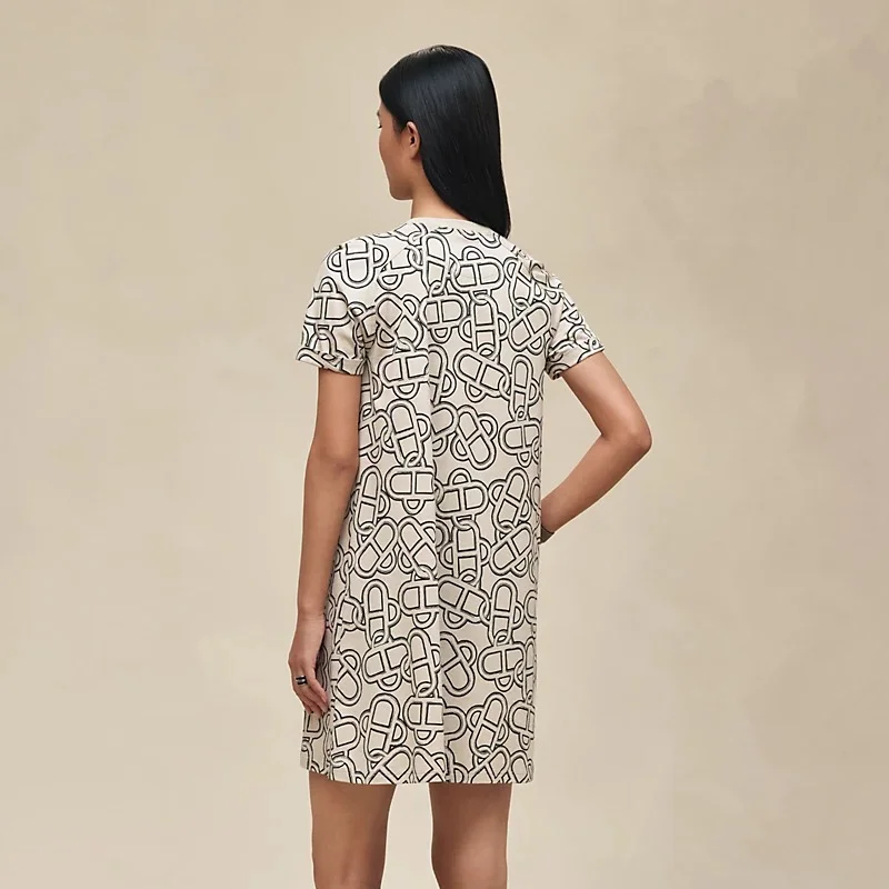 Hermes Maillon Equestre Flared Dress Beige Pierre DIstrie - photo 5