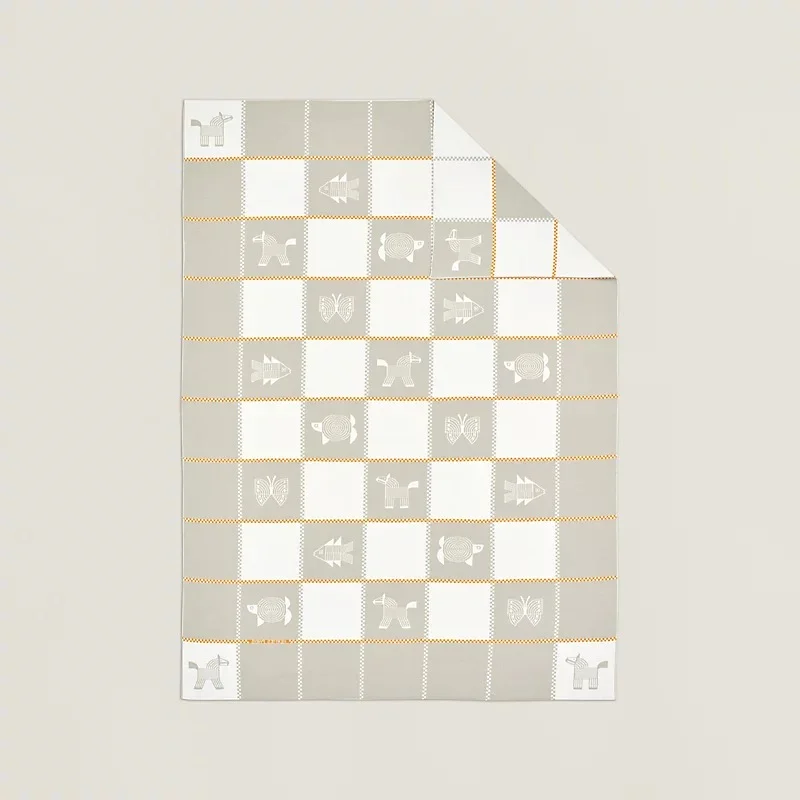 Hermes Animaux Nattes Blanket Beige 70 x 100 cm - photo 4