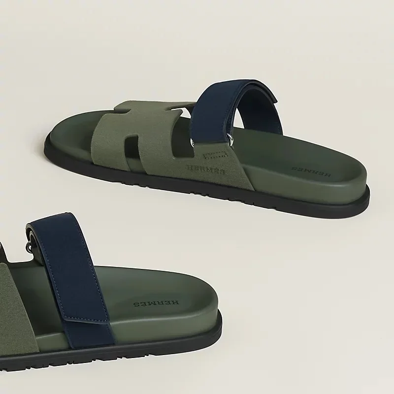 Hermes Chypre Sandal Vert Veronese / Bleu Marine - photo 5