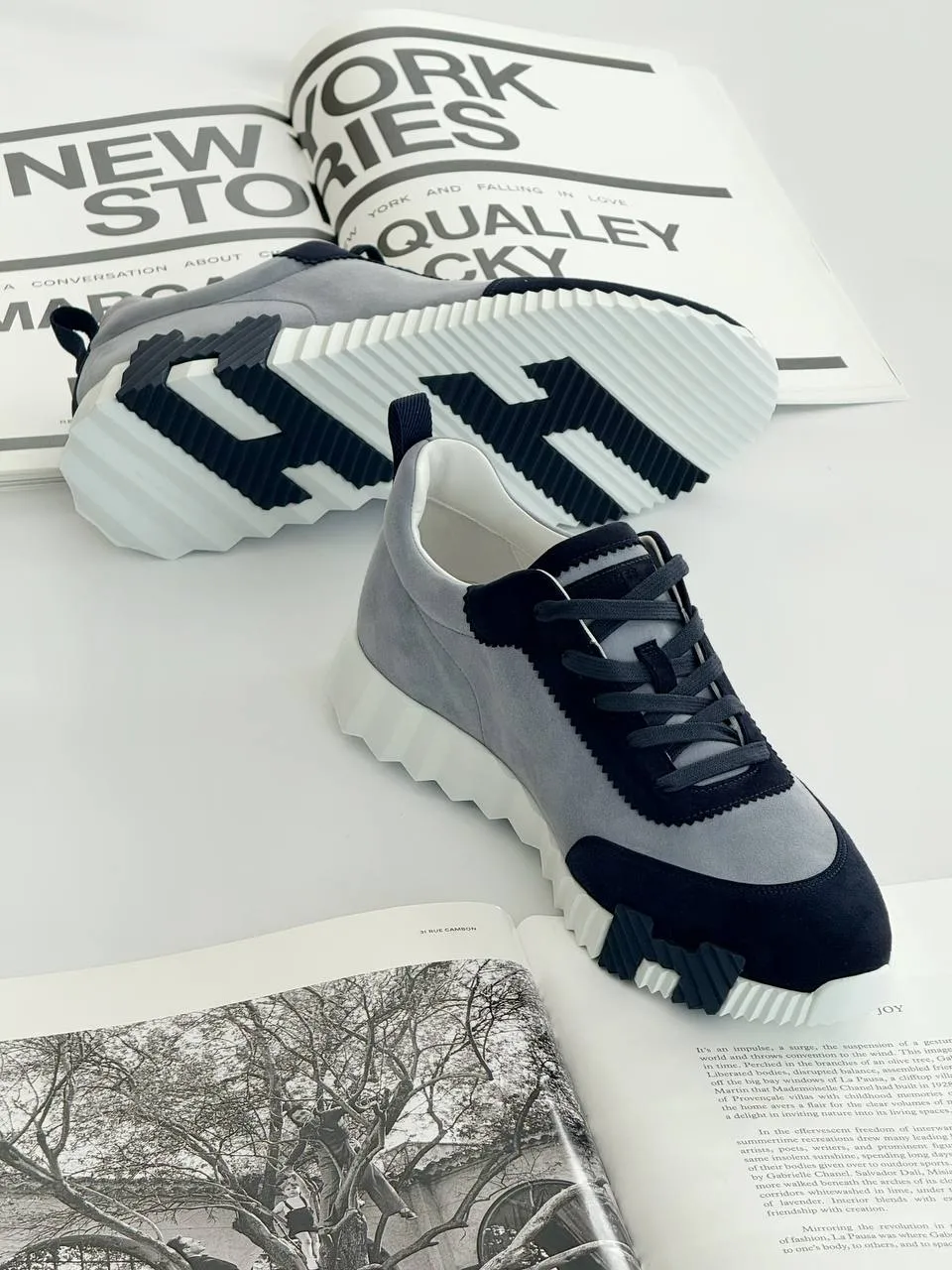 Hermes Bouncing Sneakers Bleu Galet / Marine - photo 3