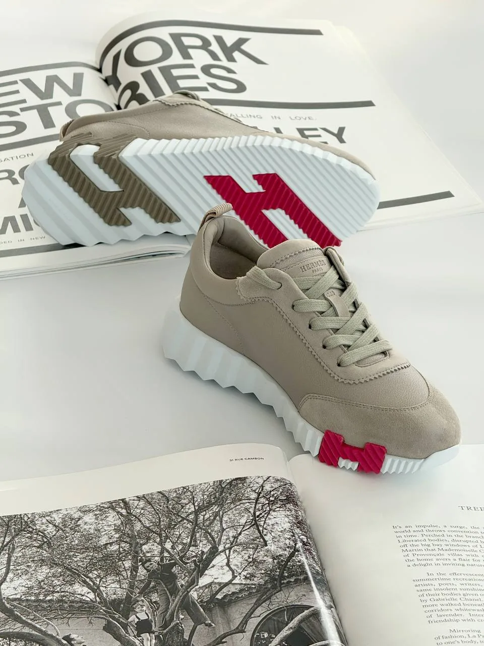 Hermes Hermes Bouncing Sneaker Leather Beige Galet