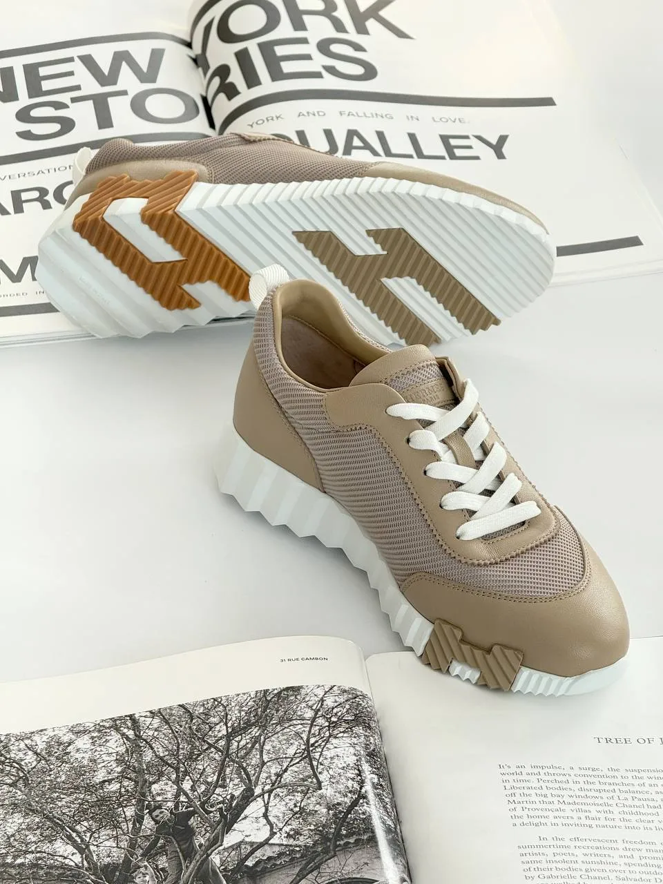 Hermes Hermes Bouncing Sneakers Beige Lin