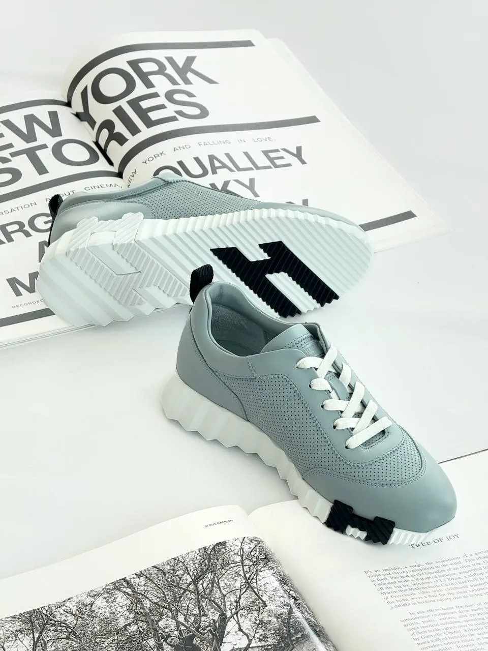 Hermes Hermes Bouncing Sneaker Leather Bleu Glacier