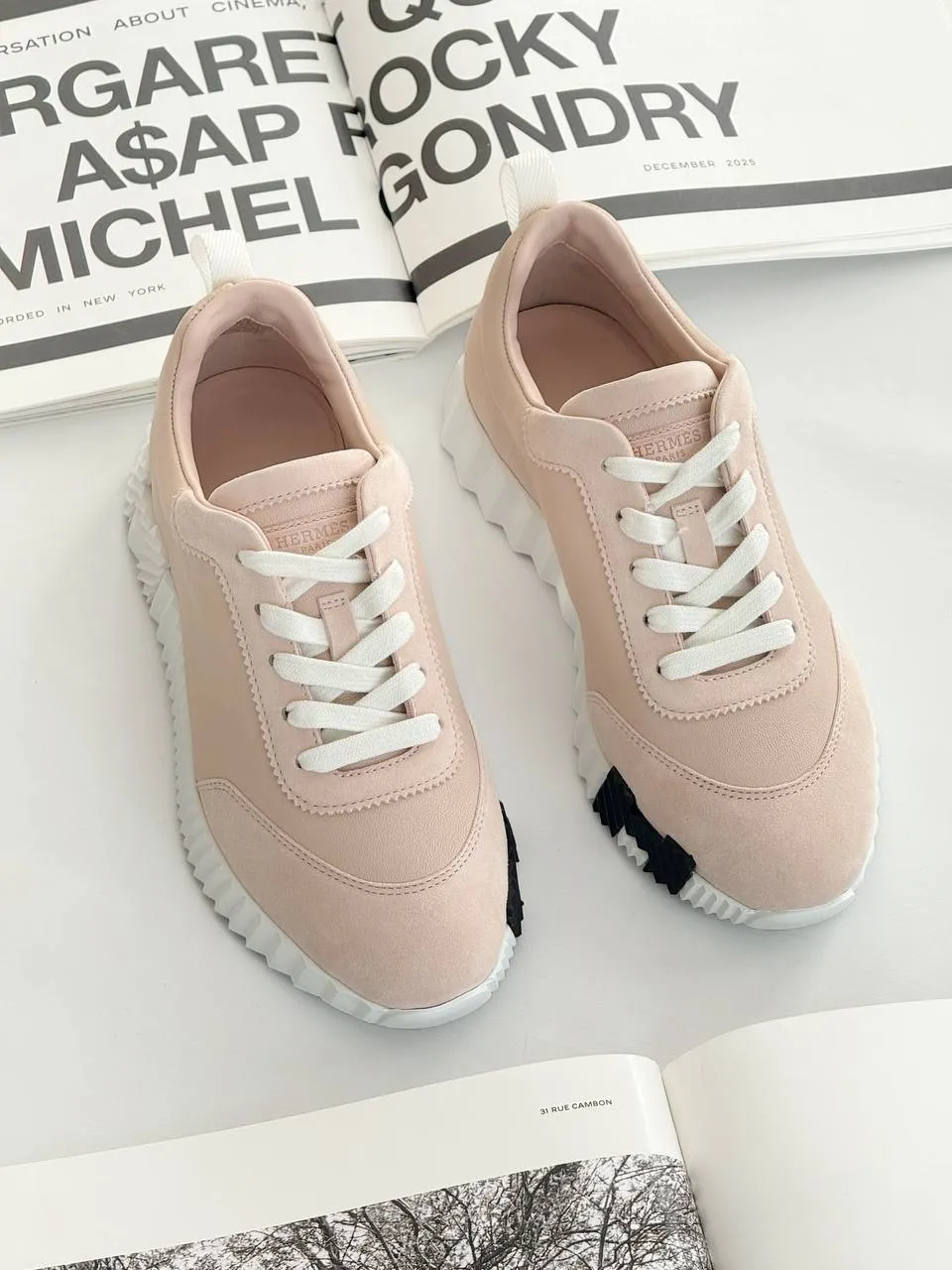 Hermes Hermes Bouncing Sneaker Leather Rose Palomino