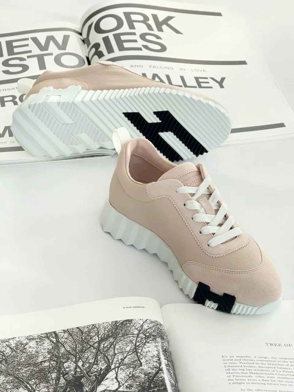 Hermes Hermes Bouncing Sneaker Leather Rose Palomino
