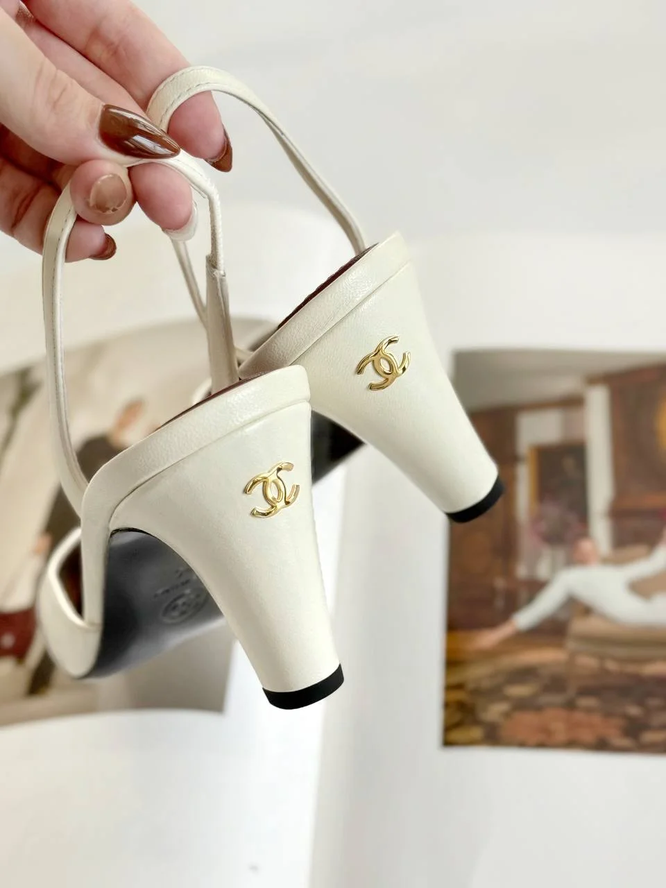 Chanel Classic Cap Toe Slingbacks Ivory Black - photo 4