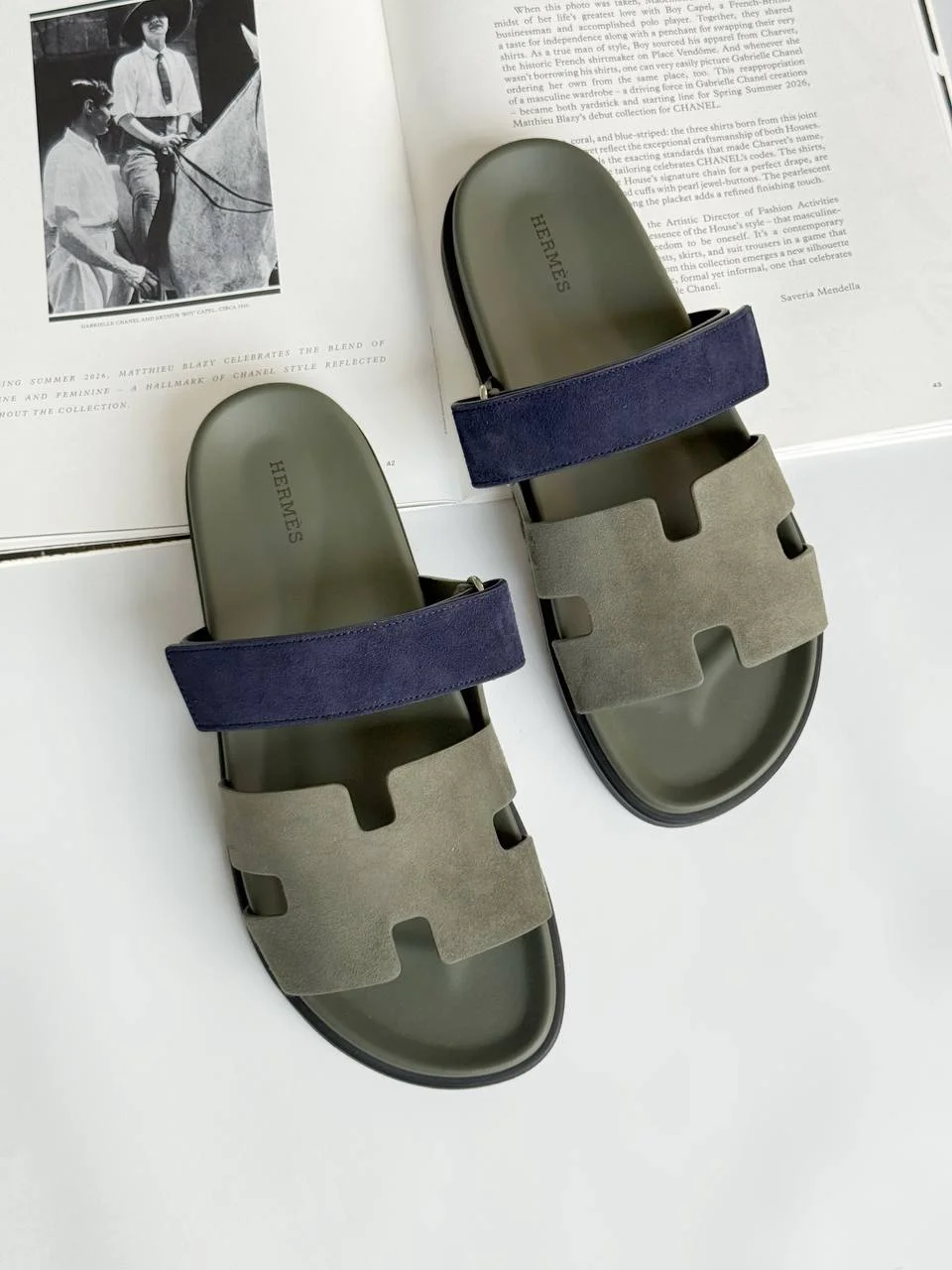 Hermes Hermes Chypre Sandal Vert Veronese / Bleu Marine