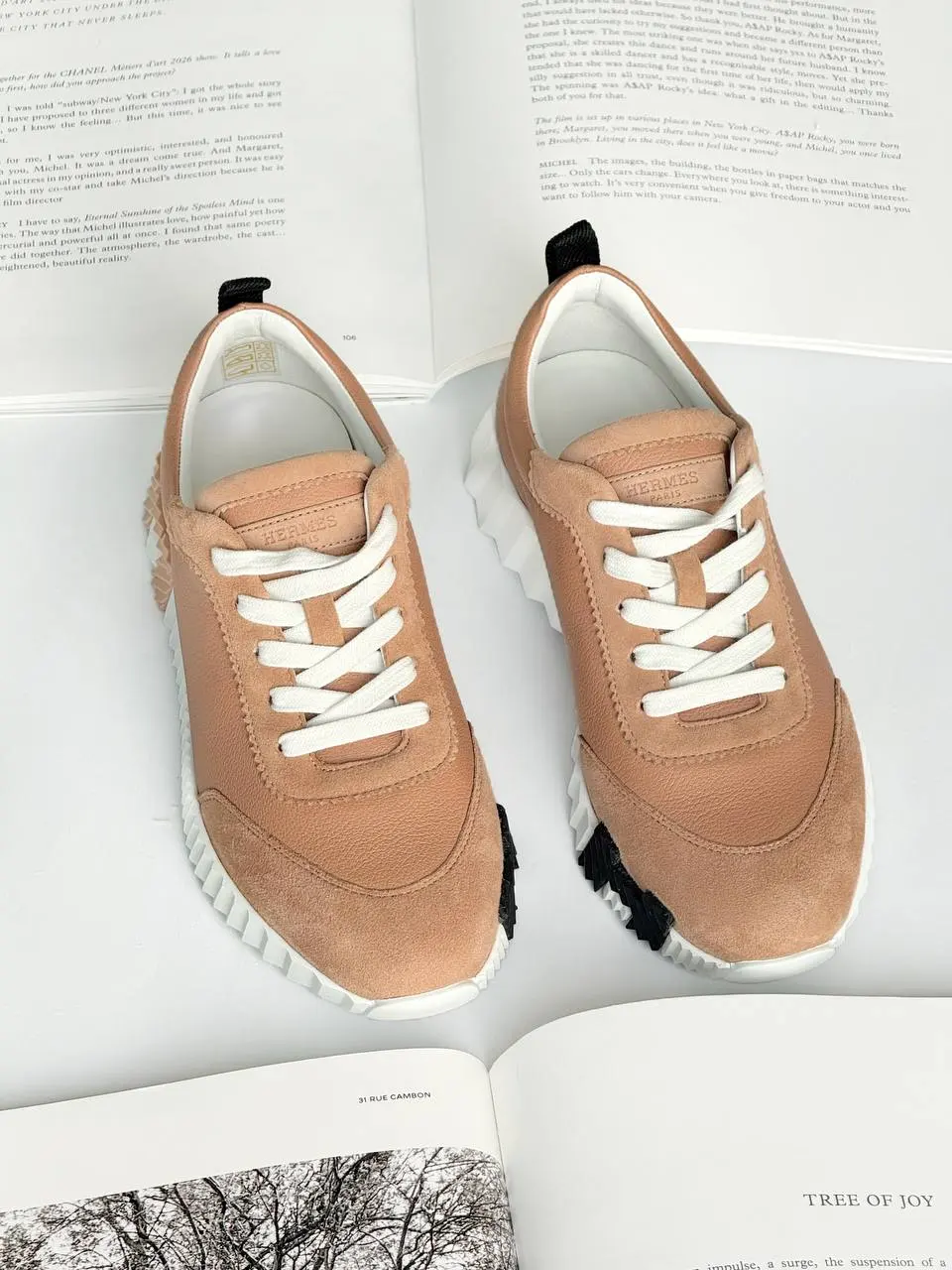 Hermes Hermes Bouncing Sneaker Leather Beige Perlino