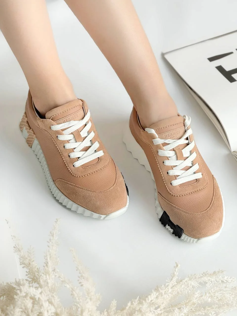Hermes Bouncing Sneaker Leather Beige Perlino - photo 3