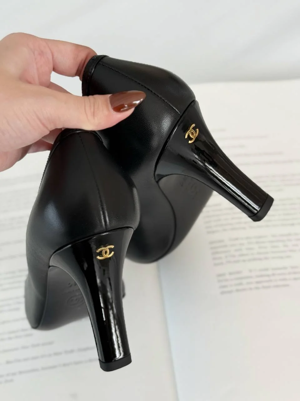Chanel CC Logo Square Toe High Heel Pumps – Black - photo 3