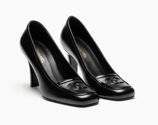 Chanel CC Logo Square Toe High Heel Pumps – Black - photo 7