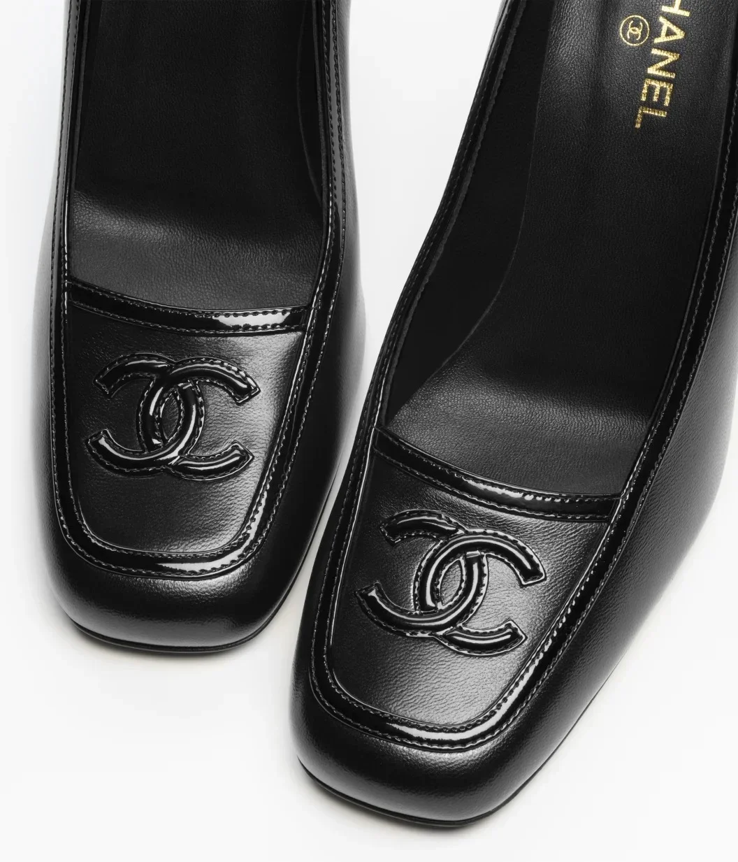 Chanel CC Logo Square Toe High Heel Pumps – Black - photo 9