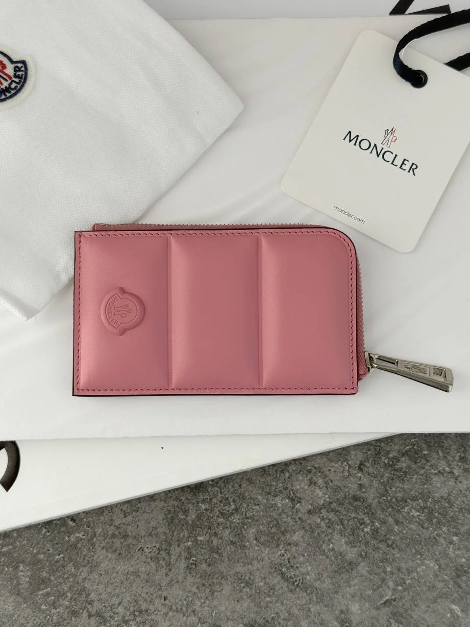 Moncler Flat Card Holder Wallet Pink - photo 3
