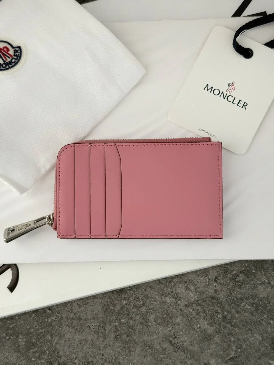 Moncler Flat Card Holder Wallet Pink - photo 4