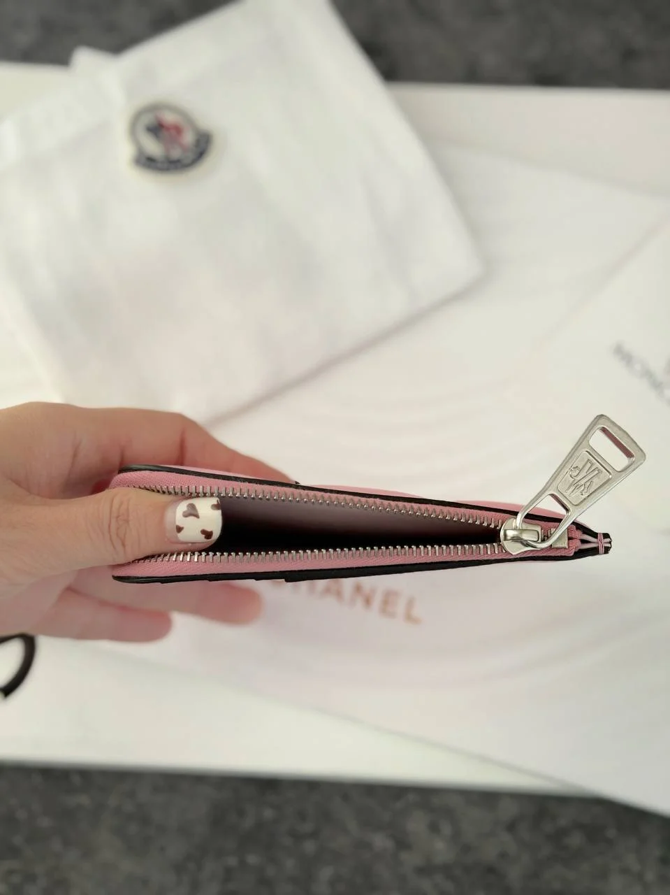 Moncler Flat Card Holder Wallet Pink - photo 5