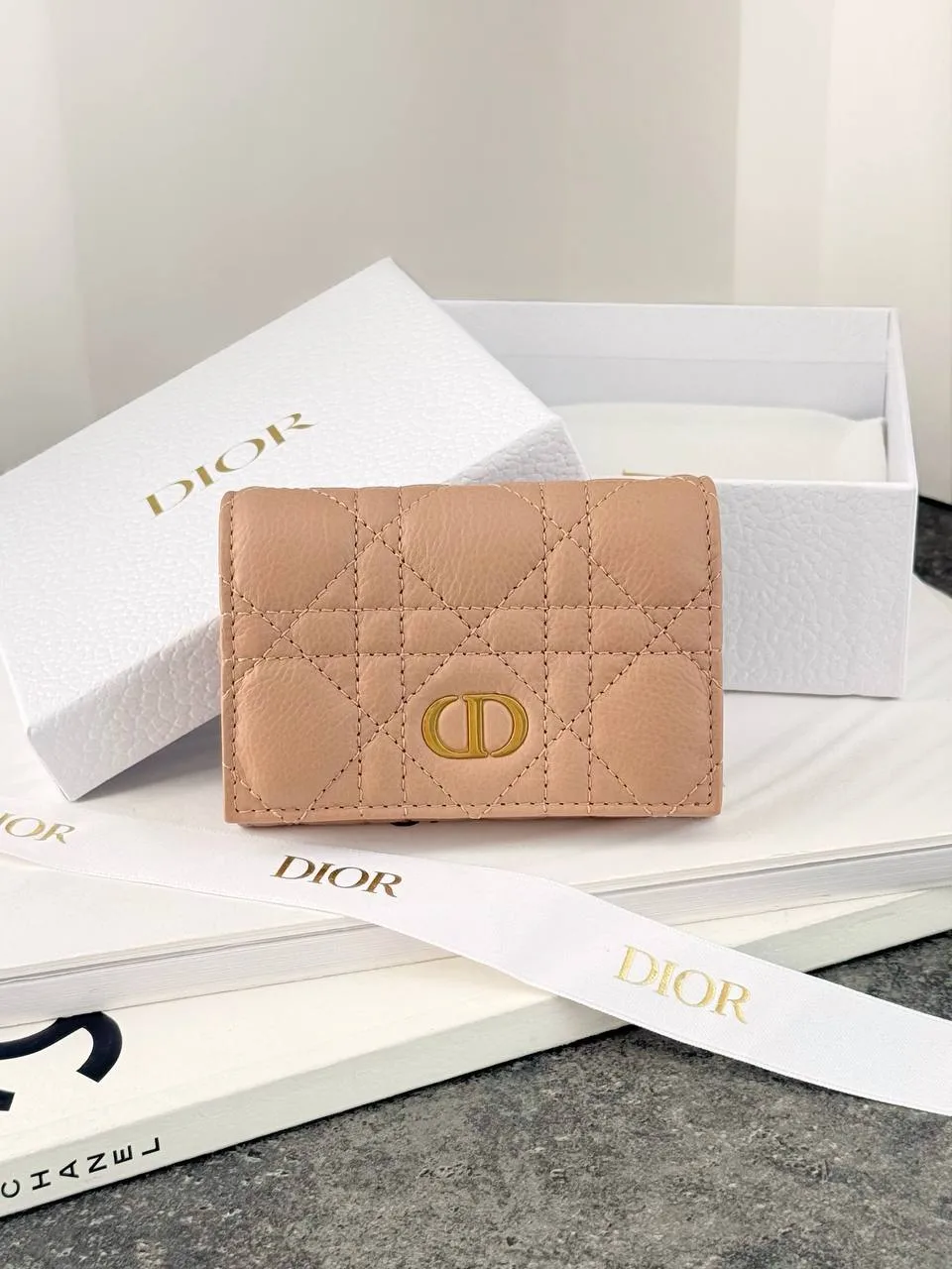 DIOR DIOR Caro Glycine Card Wallet Rose De Vents