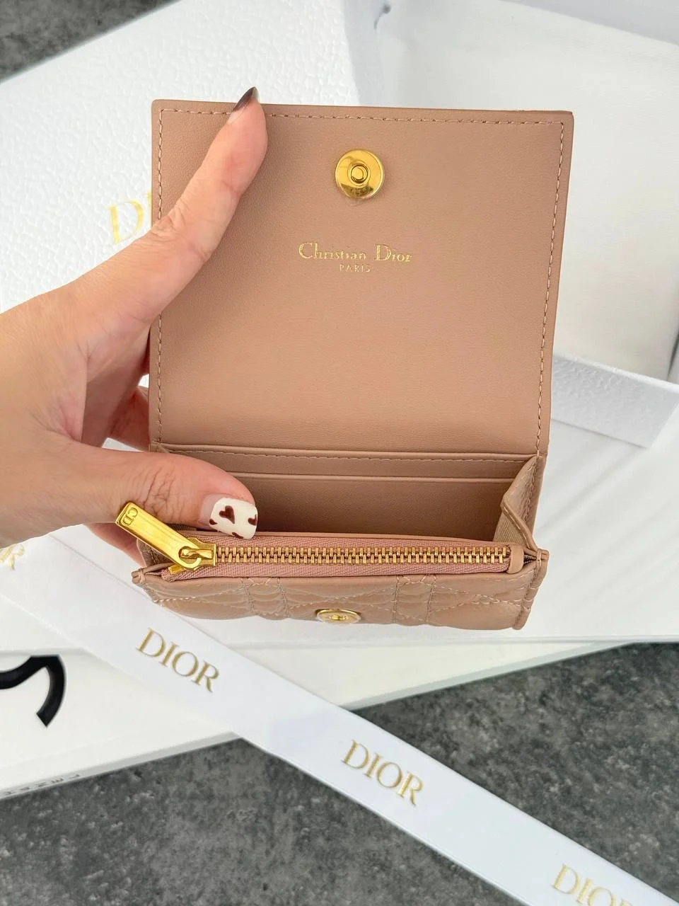 DIOR DIOR Caro Glycine Card Wallet Rose De Vents