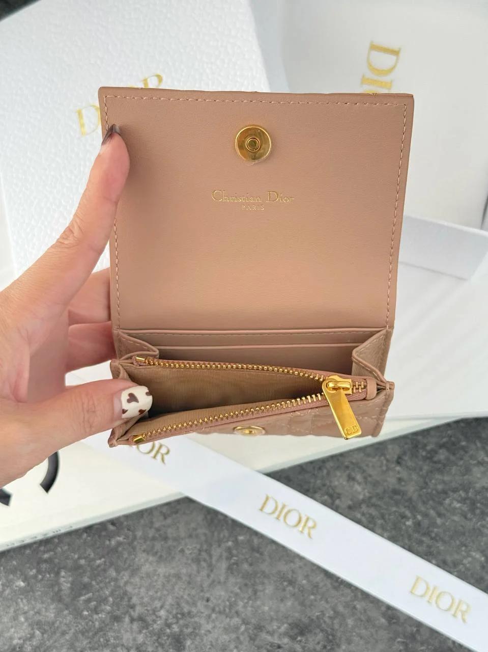 DIOR Caro Glycine Card Wallet Rose De Vents - photo 3