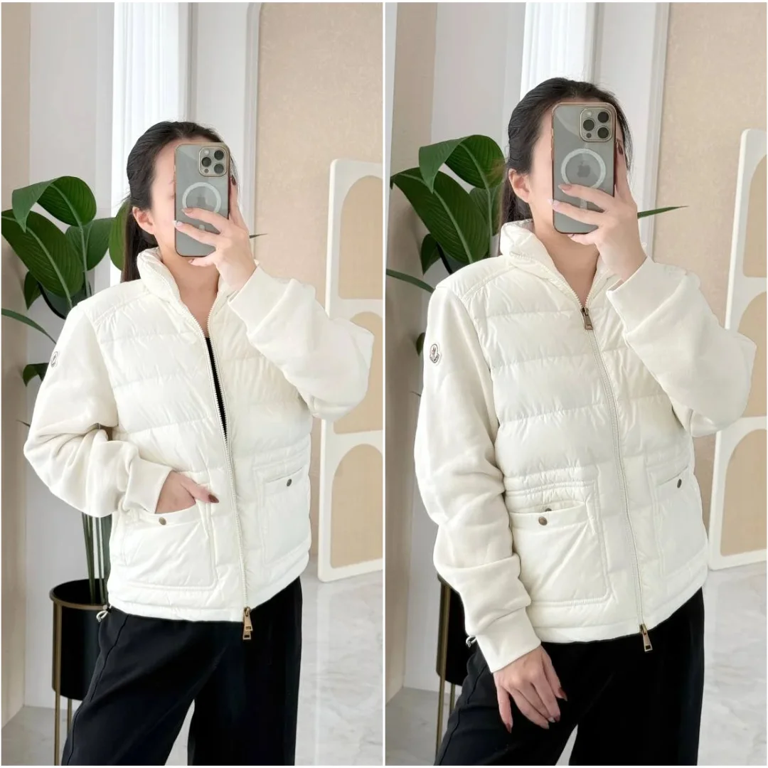 Moncler Moncler Cotton Zip - Up Puffer Cardigan Jacket Sweatshirt in White Ivory