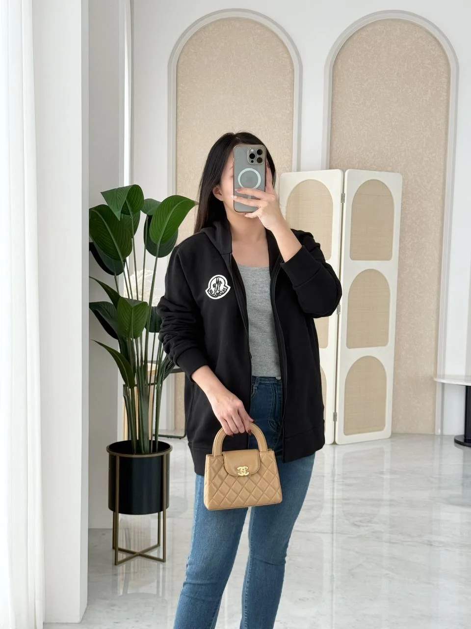 Moncler Moncler Logo - Patch Zip - Up Hoodie Black