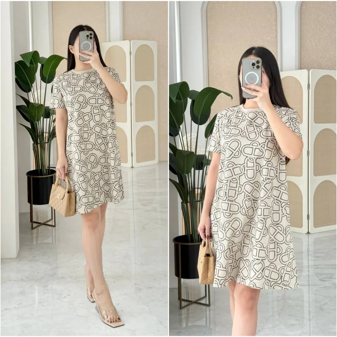 Hermes Hermes Maillon Equestre Flared Dress Beige Pierre DIstrie