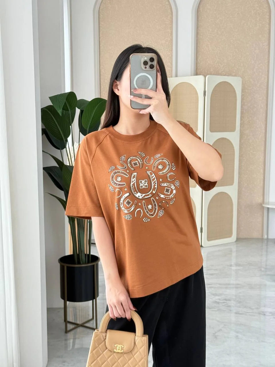 Hermes Tshirt Maxi Cartouche Marron Fauve - photo 2