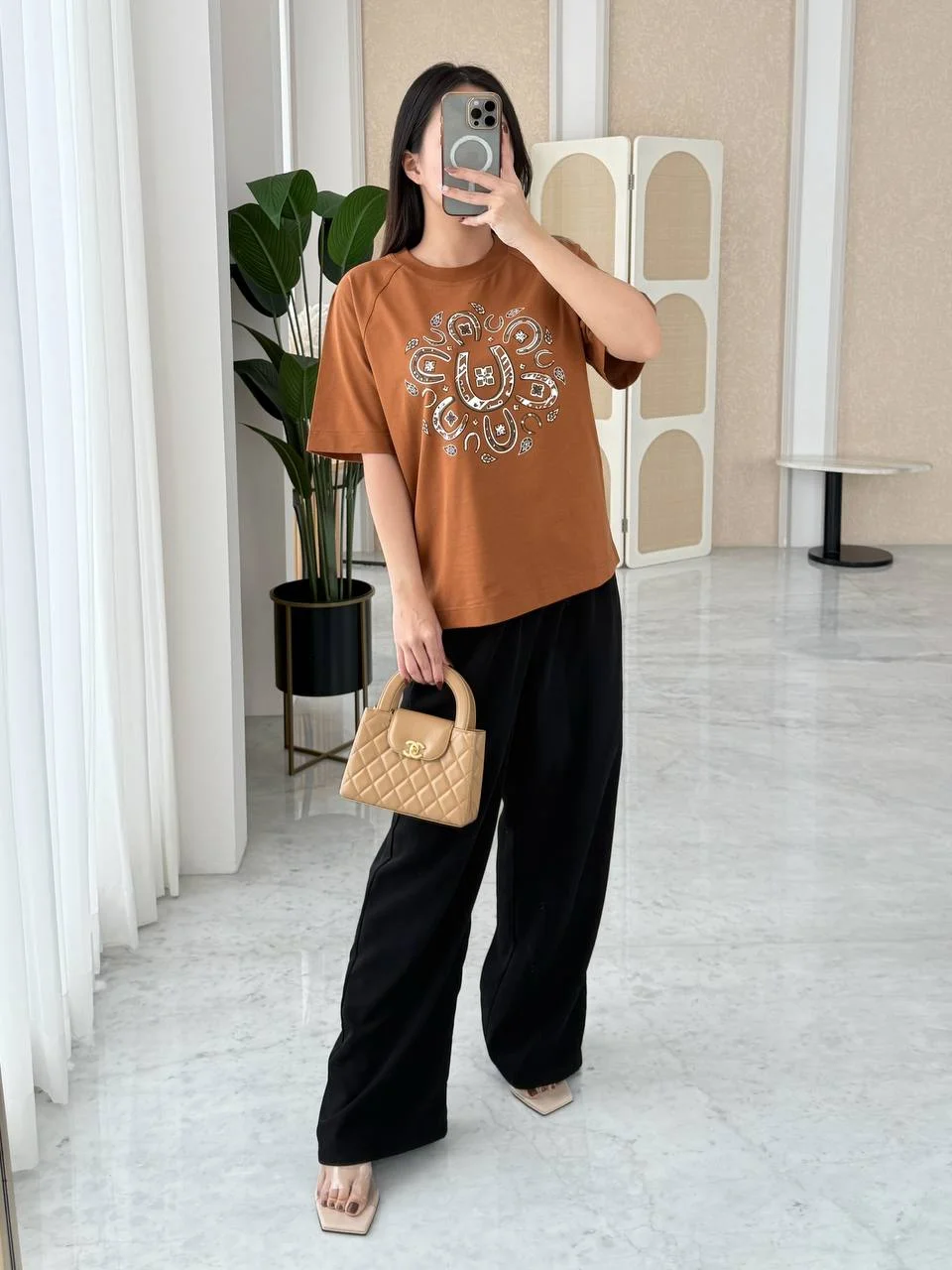 Hermes Tshirt Maxi Cartouche Marron Fauve - photo 3