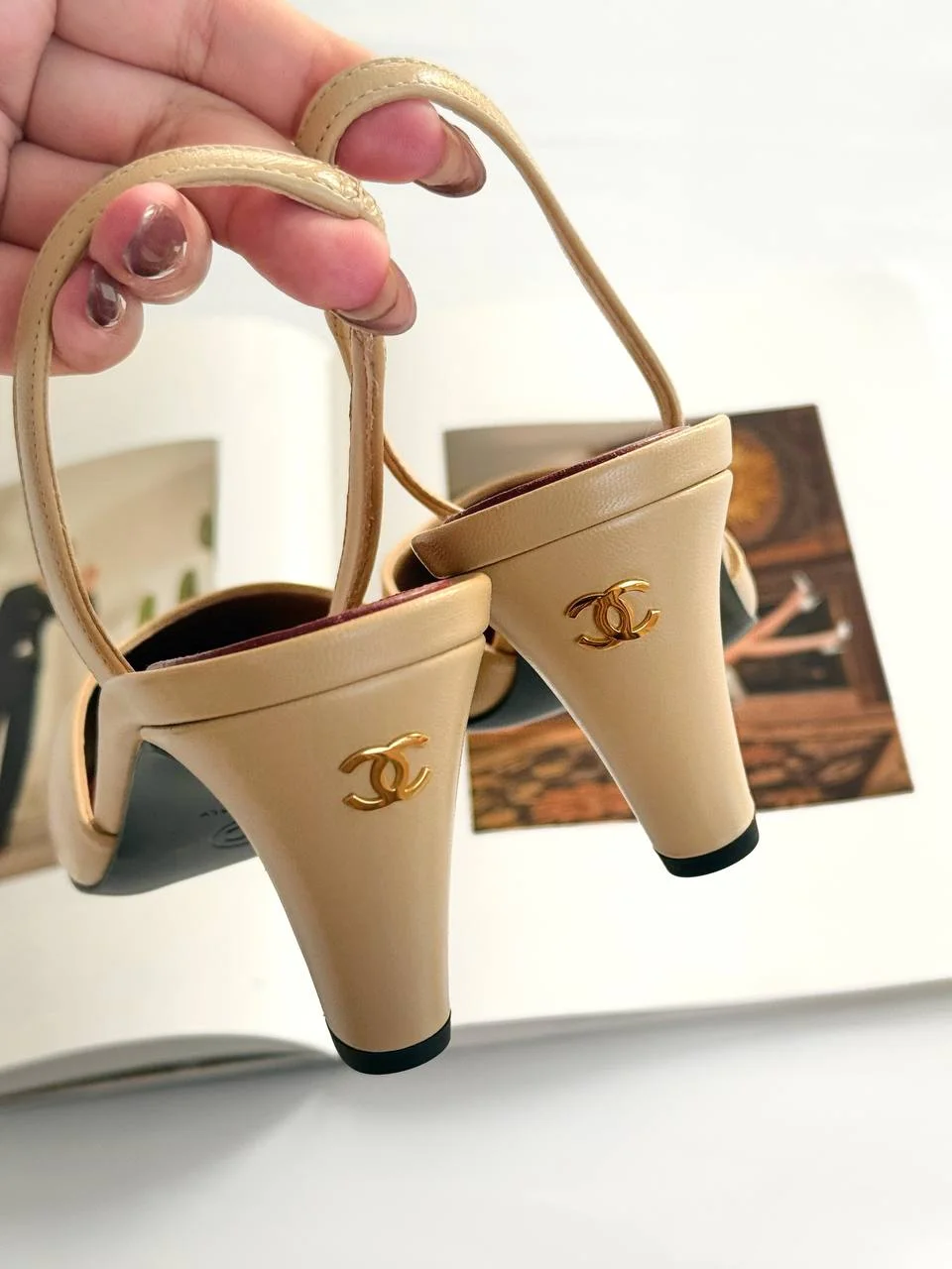 Chanel Classic Cap Toe Slingbacks Beige Black - photo 3