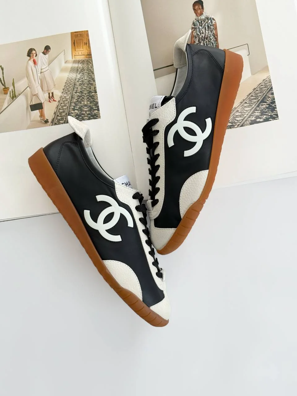 Chanel CC Logo Sneakers Black White - photo 3