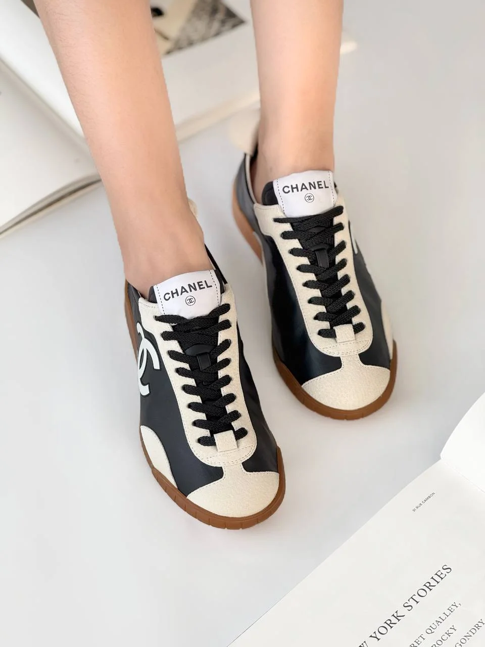 Chanel CC Logo Sneakers Black White - photo 4