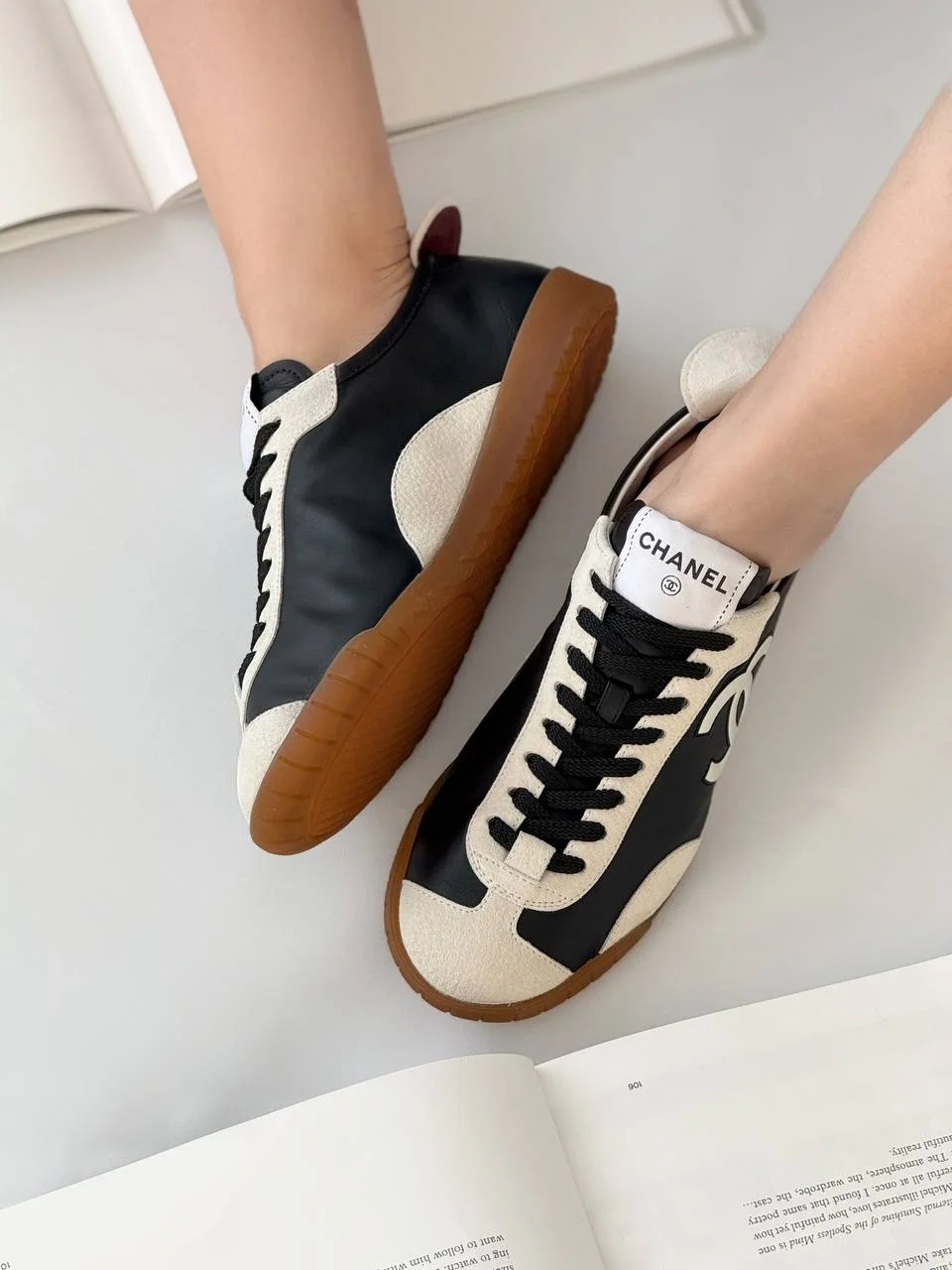 Chanel CC Logo Sneakers Black White - photo 6