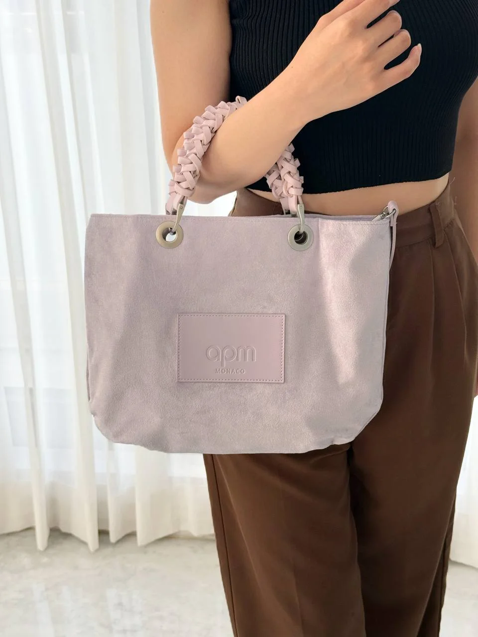 APM Monaco APM Lilac Tote Bag Leather Handle