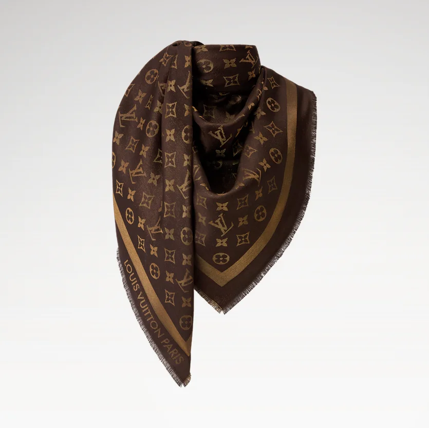 LV Monogram Shine Shawl / Scarf Marron - photo 4