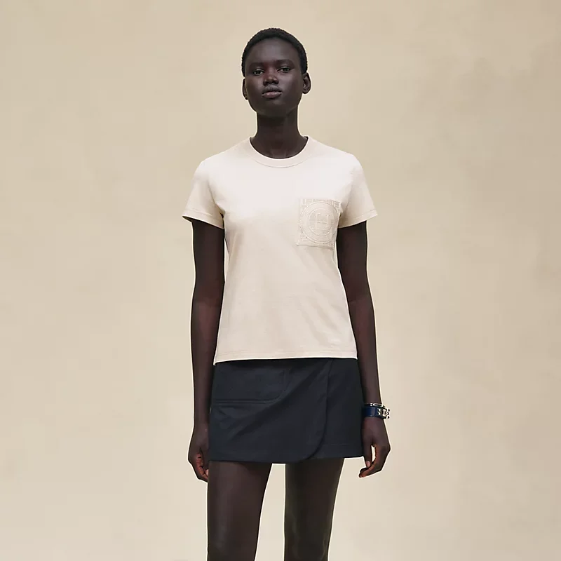Hermes Tshirt Droit Poche Brodee Beige Pierre DIstrie - photo 4