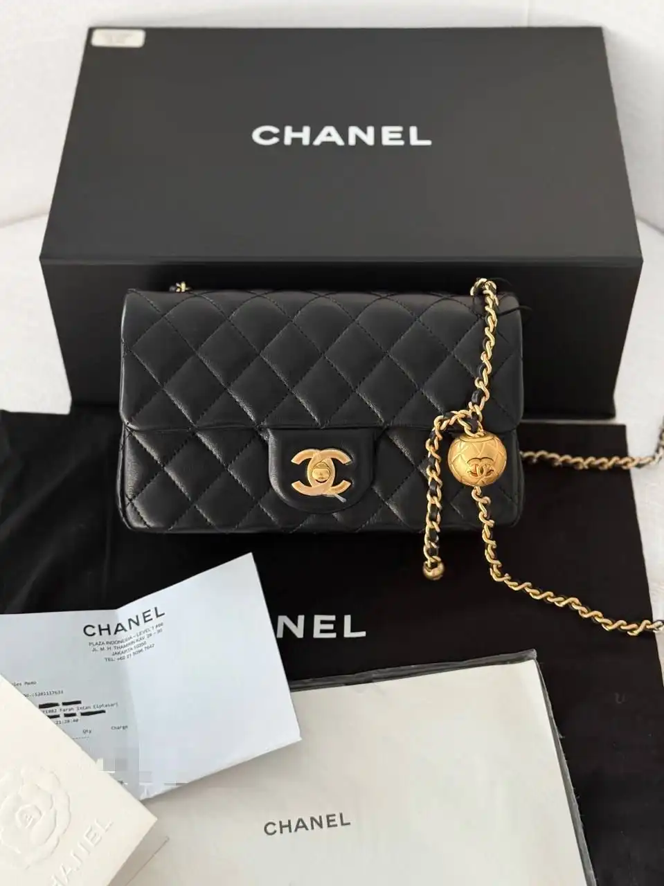 CHANEL Chanel Mini Rectangle Pearl Crush Black GHW